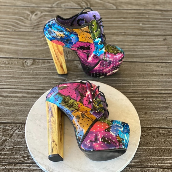 Multicolor Towering Funky Lace up Lita Combat Boot - Picture 7 of 7